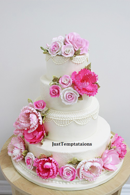 floral pink wedding cake