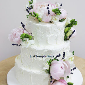 3 tiered butter cream floral wedding cake