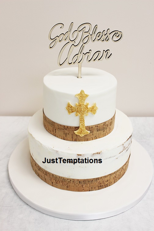 Custom Name Christening Script Acrylic Cake Topper & Cross Cake Charm –  XOXO Design