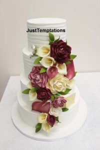 4 tiered butter cream floral wedding cake