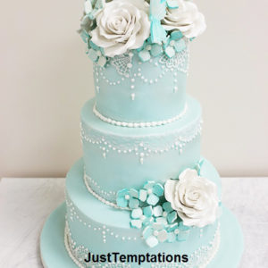 teal chic wedding cake